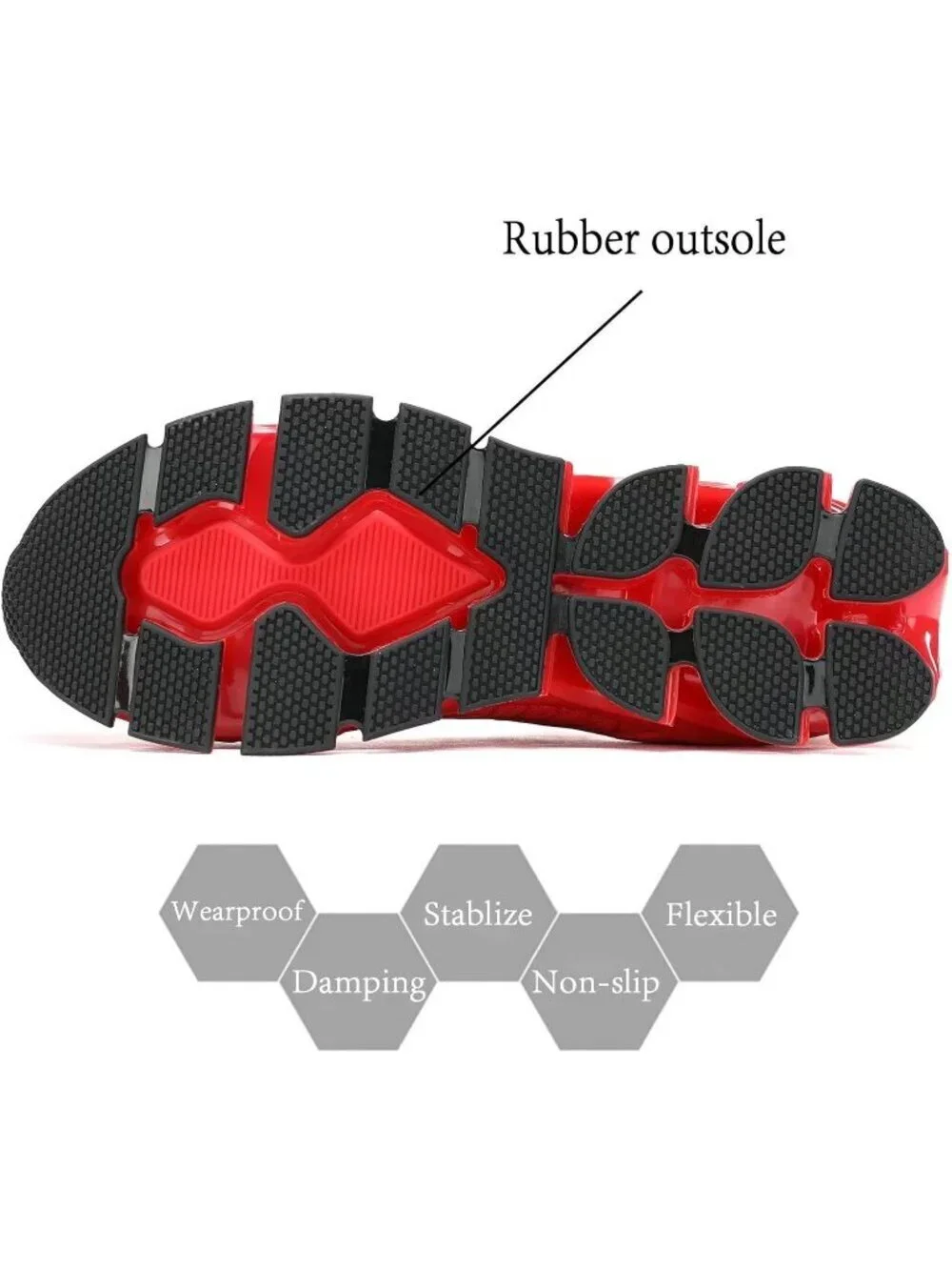 Men's Red Comfort Non Slip Blade Tennis Athletic Trainer Slip on Sneaker Shoes